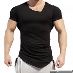 AMOFINY Men's Tops T-Shirt Irregular Polyester Short Sleeve Hedging Slim Fit Blouse Black B07P8TG6T3